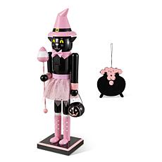 Glitzhome 18"H Halloween Wood w/Ornament Nutcracker