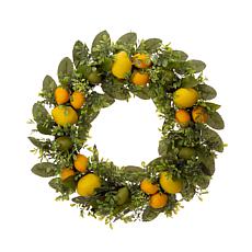 Glitzhome 22" Artificial Greenery Lemon Wreath
