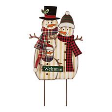 Glitzhome 30" Metal Christmas Snowman Stake, Standing or Hanging Decor