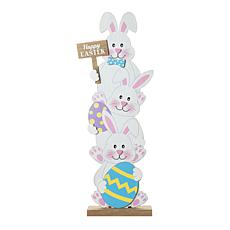 Glitzhome 30.75in H Wooden Easter Stacked Bunny Porch Decor