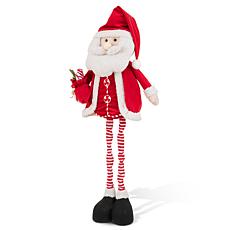 Glitzhome 35.75"/18"H Telescoped Fabric Christmas Santa Standing Decor