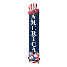 Glitzhome 42in H Patriotic Americana Wooden AMERICA Porch Decor