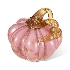 Glitzhome 4.5"D X 4.75"H Multi Striped Glass Short Pumpkin
