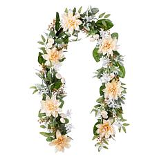 Glitzhome 6' Peach Dahlia Floral Garland