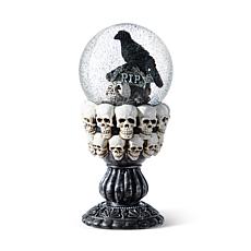 Glitzhome 7.25''H Halloween Resin Stacked Skull Waterglobe