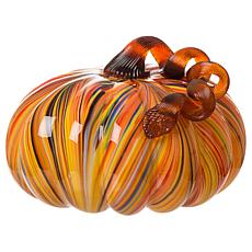 Glitzhome Multi Striped Glass Large Pumpkin