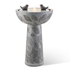 Glitzhome Polyresin Fountain with LED Lights and Bird Design 27.5"H