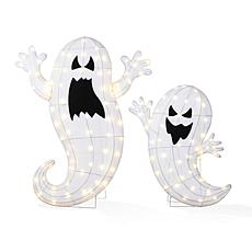 Glitzhome Set of 2 Lighted Halloween Ghosts Family Outdoor Décor