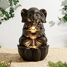 Glitzhome Zen-Style Animal Outdoor Fountain with LED Lights 21.75"H