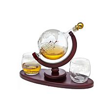 Godinger Whiskey Decanter Globe with 2 Whiskey Glasses