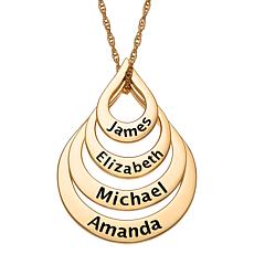 Goldtone Sterling Silver Nesting Teardrop Names Necklace - 4 Names