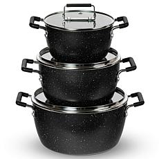 Granitestone 6 Piece Stackable Nesting Pot Set w/Tempered Glass Lids