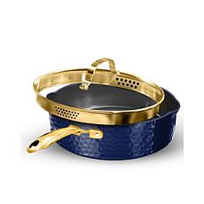 Granitestone Charleston Hammered Navy 4-Quart Deep Sauté Pan w/ Lid