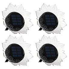 GreanBase Solar Fibre Effect Flower Garden Stakes - Set of 4