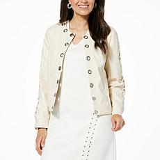 GREY by Jhoan Sebastian Grey Faux Leather Grommet Jacket