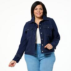 GREY by Jhoan Sebastian Grey Knit Denim Jacket w/Mesh Sweater Sleeve