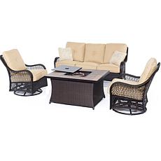 Hanover Orleans 4pc Woven Lounge Set w/Fire Pit Table