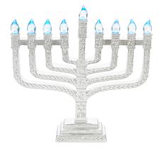 Hanukkah Home LED Silver Ornate Menorah