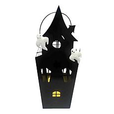 Haunted Hill Farm 1.3-Ft. LED Metal Haunted House Decoration for In...