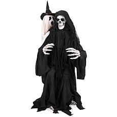 Haunted Hill Farm 3.9-Ft. Sitting Reaper with Hide and Seek Ghost A...