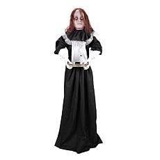 Haunted Hill Farm 5.3-Ft. Standing Animated Creepy Lady Holding Pla...