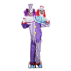 Haunted Hill Farm 5.6-Ft. Standing Double Headed Animated Clown Ani...