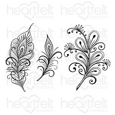 Heartfelt Creations Floral Feathers Cling Stamp Set