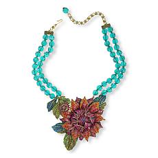 Heid Daus Late Bloomer Bronzetone Multicolor Floral Drop Necklace