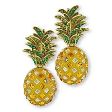 Heidi Daus Feast of Fancy Pineapple-Design Dangle Earrings