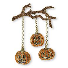 Heidi Daus "Hanging Out" Dangling Pumpkin Crystal Pin