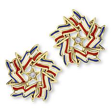Heidi Daus Live Free and Sparkle Goldtone American Flag Swag Earrings