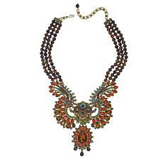 Heidi Daus Shangri La Bronzetone Crystal 3-Row Bird Drop Necklace
