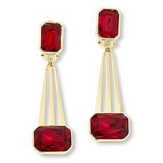Heidi Daus Sunray Goldtone Octagonal Stone Drop Earrings