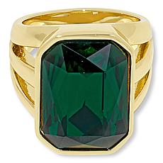 Heidi Daus Sunray Goldtone Octagonal Stone Solitaire Ring