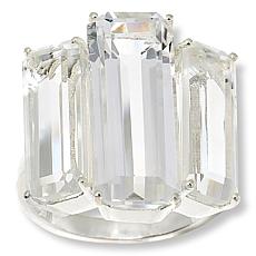 Herkimer Mines "Diamond" Quartz Emerald-Cut 3-Stone Ring