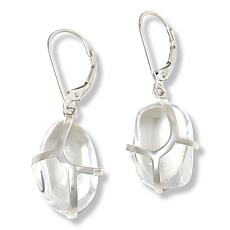 Herkimer Mines Sterling Silver "Diamond" Quartz Bauble Drop Earrings