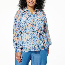 HFR x Undra Celeste Printed Metallic Clip Dot Top