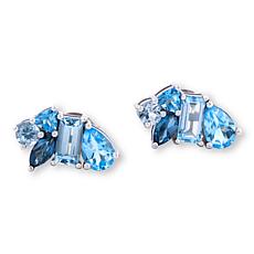 House of Ellure Sterling Silver Topaz Cluster Stud Earrings 