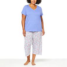 HUE V-Neck Tee and Capri Pajamas