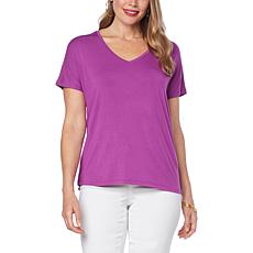 IMAN Global Chic Easy Knit Short-Sleeve V-Neck Top