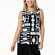 IMAN Global Chic Runway Jersey Mixed Printed Tank Top
