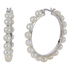 Imperial Pearls 4-5mm Cultured Freshwater Button Pearl Hoop Earrings