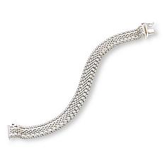 Imperial Silver Diamond-Cut 10-Row Wheat Chain Bracelet
