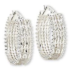 Imperial Silver Sterling Silver Diamond-Cut 2-Row Wheat Hoop Earrings