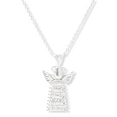 Imperial Silver Ultra Lame' Diamond-Cut Angel Pendant with Chain