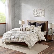 INK+IVY Rhea Cotton Jacquard Comforter Set Ivory/Charcoal - Full/Queen
