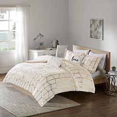 Intelligent Design  Raina Ivory/Gold Metallic Comforter Set King/CalK