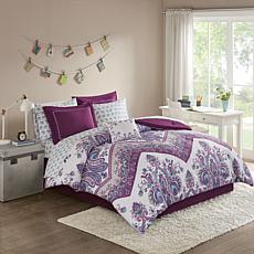 Intelligent Design  Tulay Complete Bed And Sheet Set Purple Queen