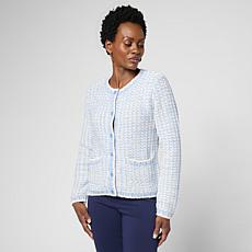 Jaclyn Smith LS Tweed Sweater Cardigan