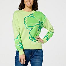 Jaclyn Smith Oversized Flower Pullover Sweater